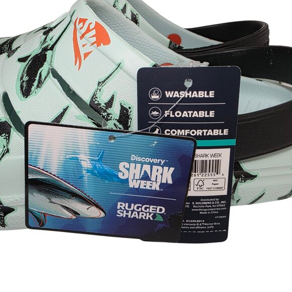 Rugged Shark Clog Sandals Discovery Shark Week Swivel Strap Mens Sz 10, 11 & 12 - Picture 2 of 8